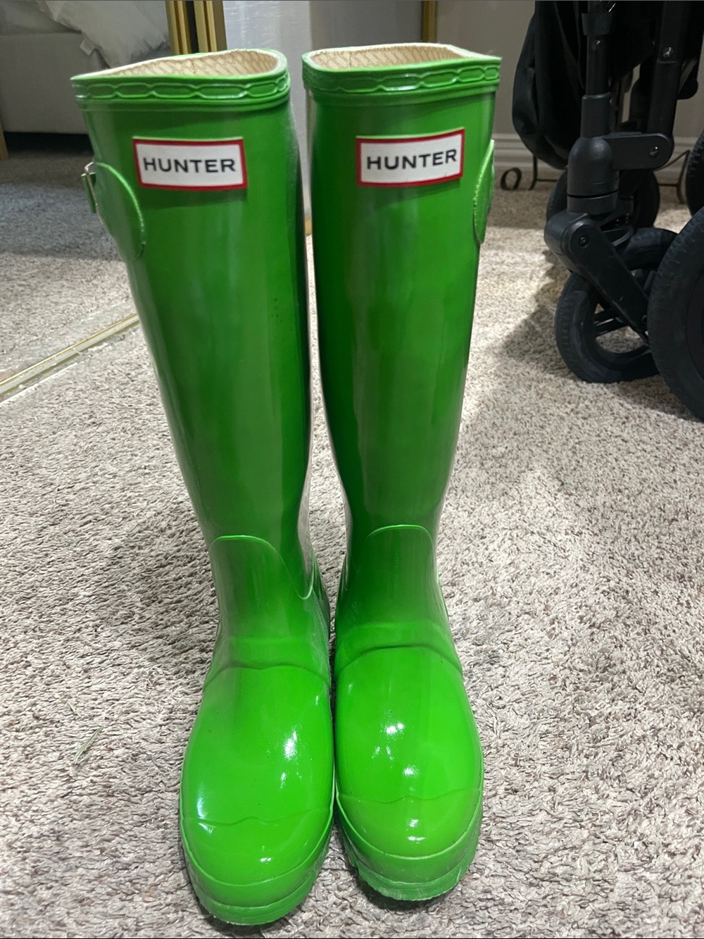 Hunter Tall Glossy Lime Green Rain Boots